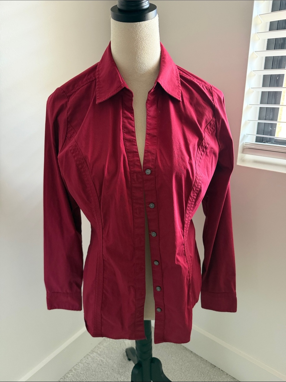 Express Women's Button-Front Blazer Jacket in Burgundy